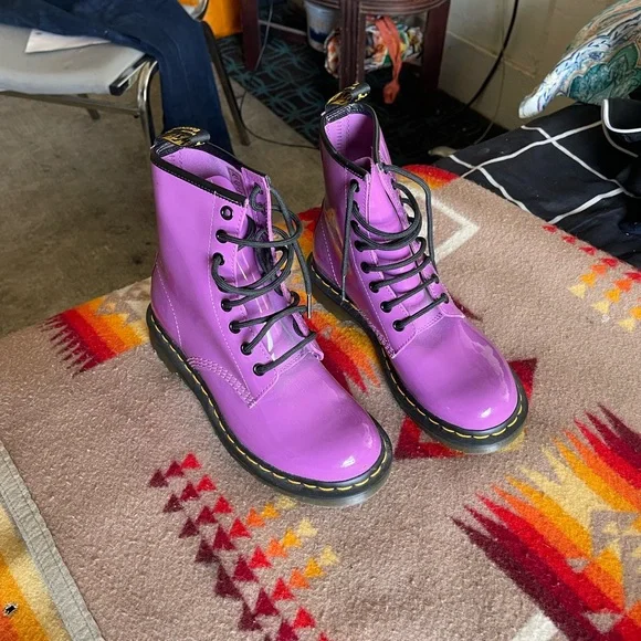 Dr. Martens Purple Patent Leather Women’s Boots! Punk Rock Christmas Gift!! - Picture 2 of 8